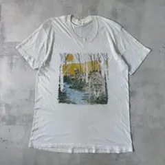 90s USA古着　Howling Wolf　Tシャツ　霜降り　動物　シングルのサムネイル