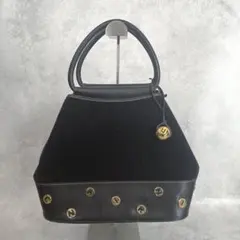 NINA RICCI ニナリッチ 本革 レザー×ベロア チャーム付きハンドバッグ