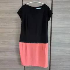 マタニティ＆授乳服 ワンピース バイカラー 黒 サーモンピンク