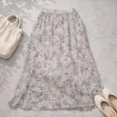 N152 EVERY.VERY フリンジジャガード風スカート ロング フレア