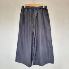 【earth musi.c&ecology】アース　紺ワイドパンツ ゴムウエスト
