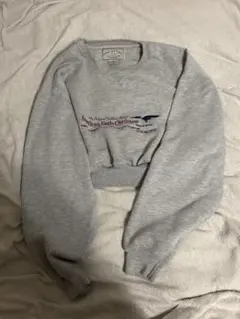 古着 リメイク グレー スウェット クロップド丈