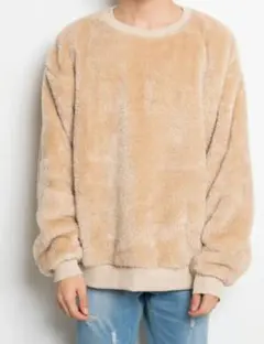 WEGO フリース トレーナー　シャギーボアプルオーバ　ベージュL