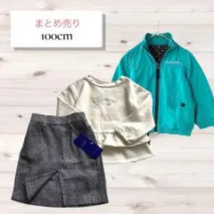 【まとめ売り】秋冬物コーデ女の子100cm ジャンパー トレーナー スカート .
