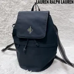ローレンラルフローレン　ミニリュック　ブラック　　レディース　刺繍ロゴ