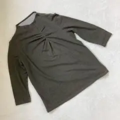 HIROKO BIS トップス 七分袖 グレー ギャザー クルーネック Mサイズ