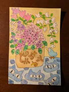 猫の居るイラスト　猫のマット