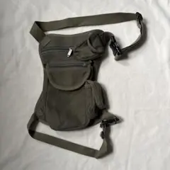 ミリタリー　ボディバッグ　ウエストポーチ　カーキ レッグバッグ　アウトドア用品