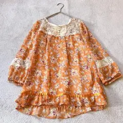 grove グローブ L 花柄 チュニック ブラウス トップス レース
