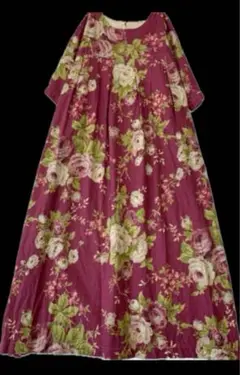 (美品) 花柄 コットンリネン ワンピース