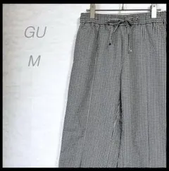 【GU】美品 プルオンパンツ(L)チェック柄 ストレート カジュアル ゆったり