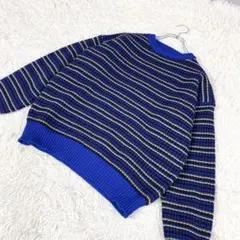 ニット　セーター　スウェット　個性的　ブルー　青　Mサイズ