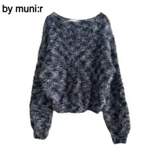by muni:r バイ ムニール　カラーミックスファータッチニット　グレー　F