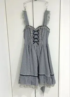 axes femme❤️リボンストライプフレアワンピース