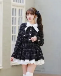 LIZLISA ツイードジャケットセットアップ ブラック