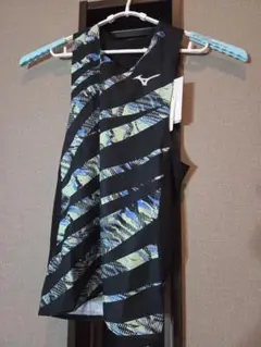 ミズノMTCドライエアロフローレーシングシャツ 陸上競技 ブラック×ネオミント