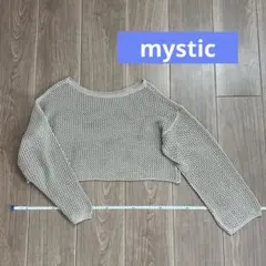 mystic メッシュニット クロップド丈 長袖 ベージュ