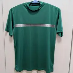 FILAゴルフ　モックネック半袖シャツ 緑 ストライプ