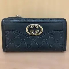 011 極美品 GUCCI インターロッキング 長財布 ラウンドファスナー b5