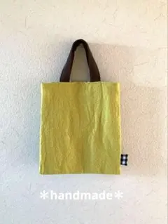 コットンリネンバッグ　ミニバッグ　サブバッグ　買い物バッグ　ハンドメイド