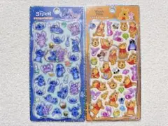 【ディズニー プチドロップステッカー2点】スティッチくまのプーさん キャラクター