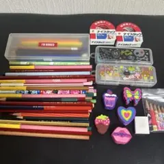 鉛筆　色鉛筆　ペンケース　コストコ消しゴム　女の子　まとめ売り　文房具のサムネイル