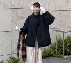 【【runさん専用】】中綿リボンミドルコート ブラック