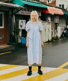 ANDRESD バブルスリーブジャガードドレス イエロー M TALL - メルカリ