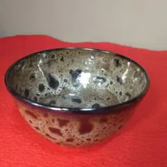 茶道具】玳皮盞天目茶碗 鳳凰・梅文 窯印あり 茶道具 合わせ箱（化粧箱