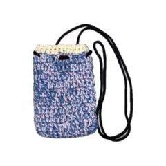 青ピンクのショルダーポシェット スマホショルダーバッグ かぎ針編み ハンドメイド