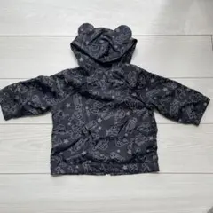 ベビー服 男児 車柄ウインドブレーカー フード耳付きアウター 80センチ 黒