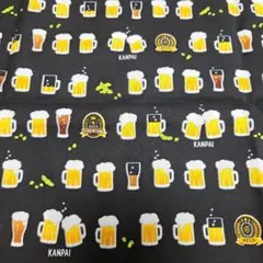 ビール柄 プリント生地 ブラック