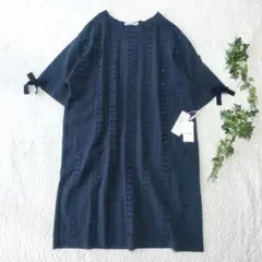 H1742◾️ミナペルホネン　猫刺繍半袖ワンピース　Aラインスカート H1742◾️ミナペルホネン 猫刺繍半袖ワンピース Aラインスカート