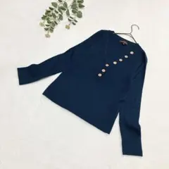 CHARMBERRYTIC 長袖ニット　プルオーバー　Ｍ　Ｖネック　青緑