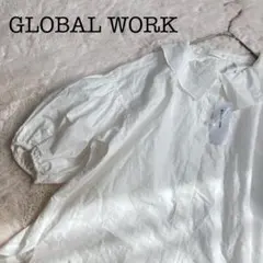 GLOBALWORK グローバルワーク ブラウス シャツ ホワイト 五分袖 綿