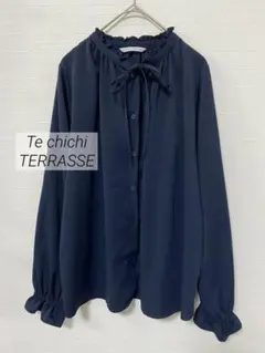 1491 美品 Te chichi TERRASSE フリルカラーリボンブラウス