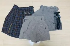 茶色と青のチェック柄フレアスカート・その他ズボン2着