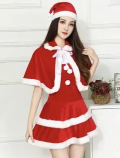 【未使用未開封】サンタコスプレ サンタ コスプレ着痩せ ぽんちょ ワンピース S