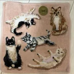 新品未使用　feiler マイキトゥン　猫　ハンカチ　ベージュ　シェニール織