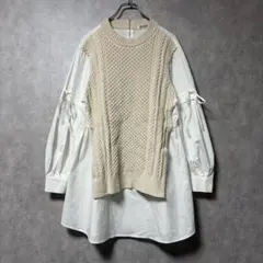 SNIDEL ニット ベスト ドッキング ワンピース アイボリー ホワイト