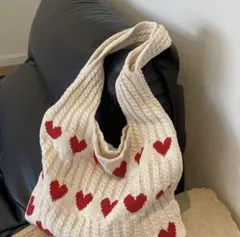 ハート模様トートバッグ ベージュ