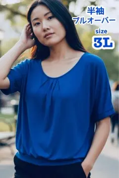 【3L】半袖カットソー プルオーバー 大きいサイズ 新生活応援 母の日プレゼント