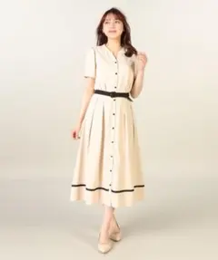 Dazzlin ビッグカラーパイピングワンピース アイボリー - メルカリ