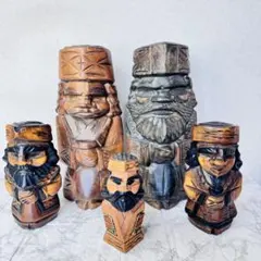 【美品】アイヌ 伝統工芸 ニポポ人形 夫婦3組セット 30cm/18cm/14