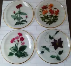 レトロ皿　花柄　4枚セット