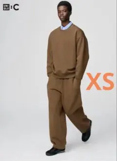 新品タグ付　UNIQLO C ユニクロ C スウェットワイドパンツ ブラウンXS