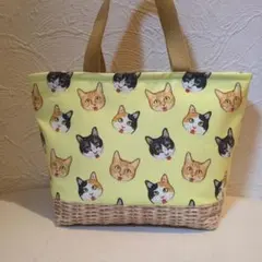 ねこ柄 保冷バッグ ファスナー付き ねこ 猫 ネコ 三毛猫 ハチワレ 茶トラ