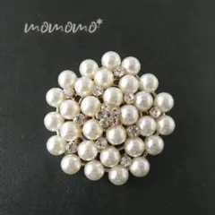 新品✦入学式 卒業式 送料無料✦クリスタルフラワー パールブローチ②ゴールド