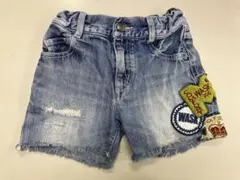 WASK ロゴワッペン ダメージデニムショートパンツ