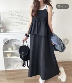 classicalelf フェイクレイヤードドッキングギャザーキャミワンピース